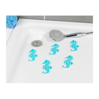 Set 5 plasturi antiderapanți pentru cadă wenko sea horse, albastru