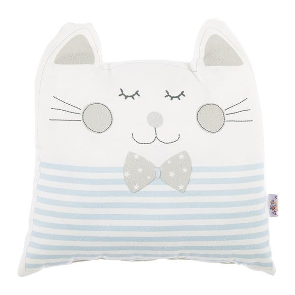 Modrý dětský polštářek s příměsí bavlny Apolena Pillow Toy Big Cat, 29 x 29 cm