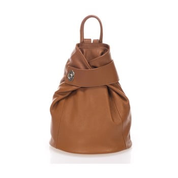 Rucsac din piele lisa minardi narni, maro coniac