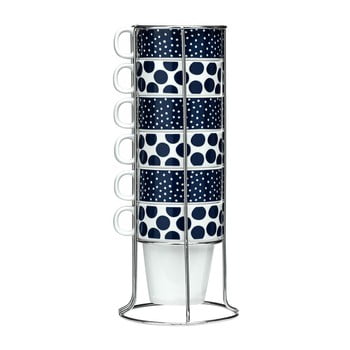 Set 6 căni cu suport premier housewares, 300 ml, albastru