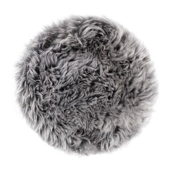 Pernă scaun din blană de oaie Royal Dream, Ø 35 cm, gri