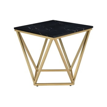 Măsuță auxiliară cu blat negru monobeli marble, auriu