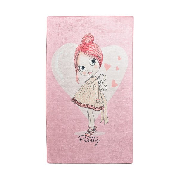 Růžový dětský protiskluzový koberec Chilai Pretty, 140 x 190 cm