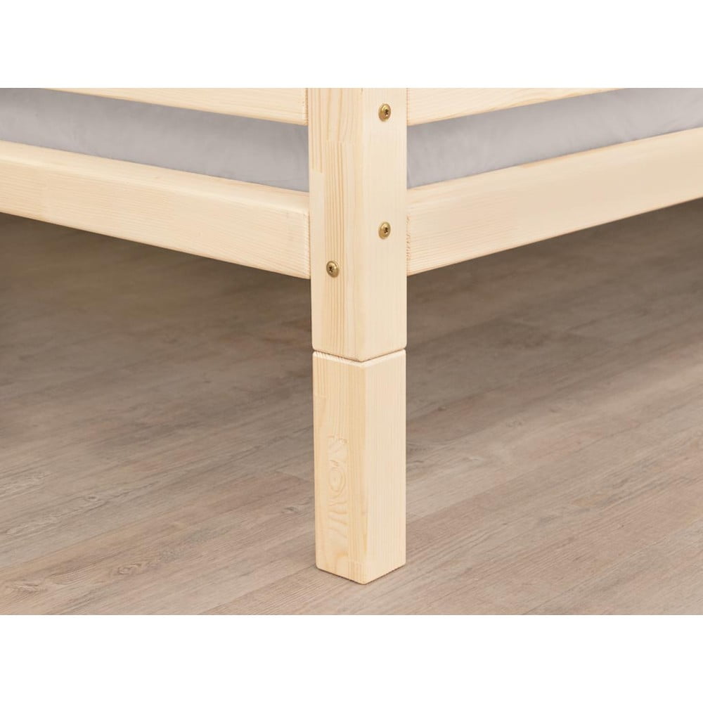 Sada 4 prodloužených nelakovaných dřevěných nohou k posteli Benlemi, výška 10 cm