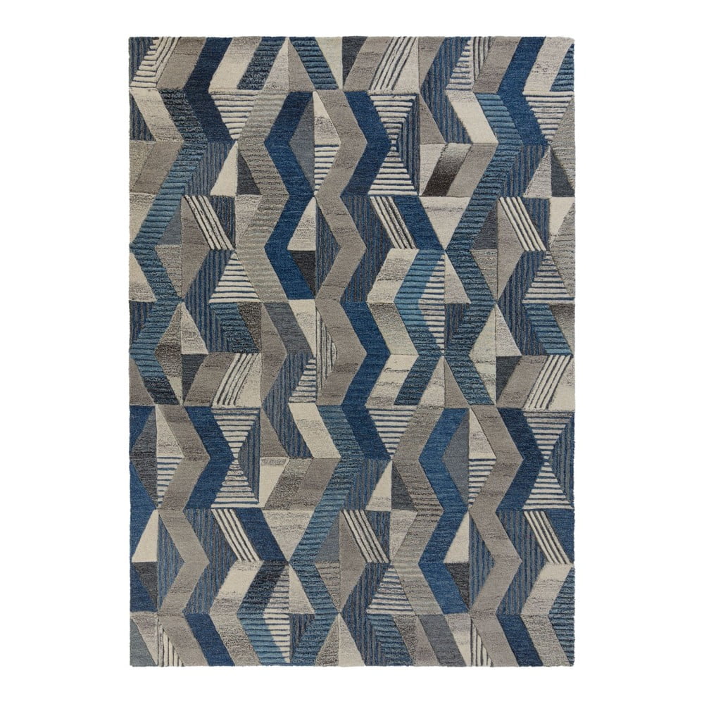 Modrý vlněný koberec Flair Rugs Asher, 160 x 230 cm