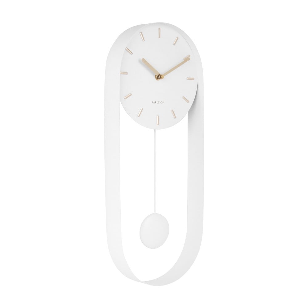 Bílé kyvadlové nástěnné hodiny Karlsson Charm