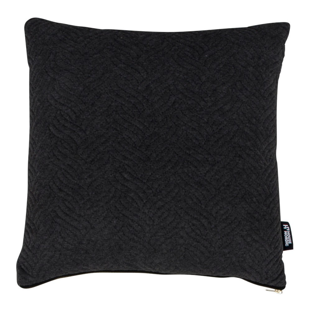 Černý polštářek s příměsí bavlny House Nordic Ferrel, 45 x 45 cm