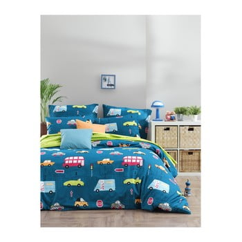 Lenjerie de pat cu cearșaf din bumbac ranforce, pentru pat dublu mijolnir paula blue, 160 x 220 cm