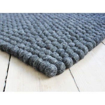 Covor cu bile din lână wooldot ball rugs, ⌀ 100 x 150 cm, antracit