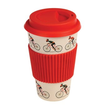 Cană de călătorie din bambus rex london le bicycle, 400 ml, detalii roșii