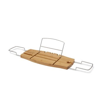 Raft de baie din bambus cu suport pentru carte umbra