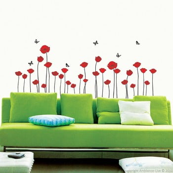 Set autocolante ambiance red poppy flowers