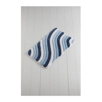 Covor baie waves trismo, 100 x 60 cm, albastru - alb