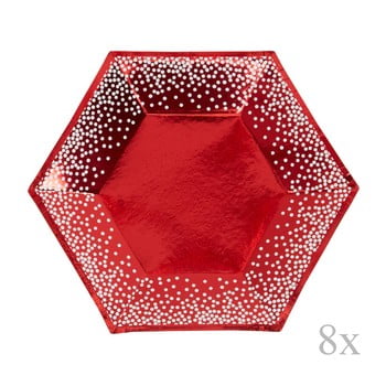 Set 8 farfurii din hârtie nevity red & white dots, ⌀ 20 cm, roșu