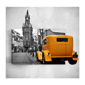 Tablou de perete 3d mosticx yellow retro car in city, 40 x 60 cm
