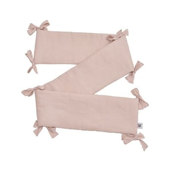 Protecție din in pentru pătuț bellamy dusty pink, 23,5 x 198 cm, roz
