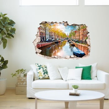 Autocolant 3d pentru perete ambiance amstel river in amsterdam