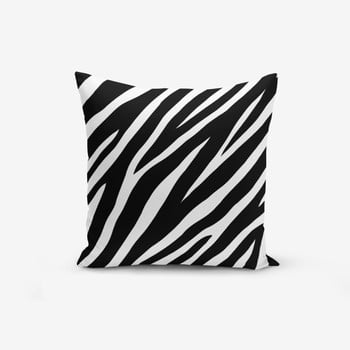 Față de pernă minimalist black white zebra, 45 x 45 cm