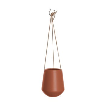 Ghiveci de flori suspendat din ceramică pt living skittle, înălțime 15 cm, maro mat