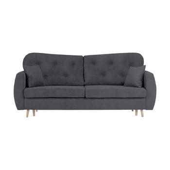 Canapea extensibilă cu 3 locuri și spațiu pentru depozitare Mazzini Sofas Orchid, gri închis