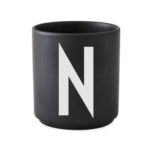 Černý porcelánový hrnek Design Letters Alphabet N 250 ml