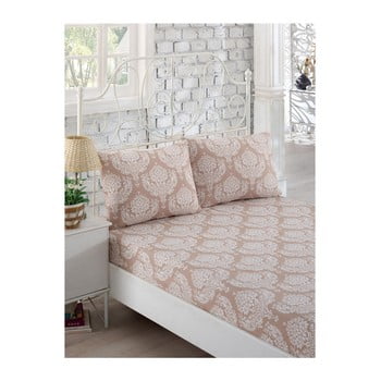 Cearșaf cu elastic din bumbac + 2 fețe de pernă lillian, 160 x 200