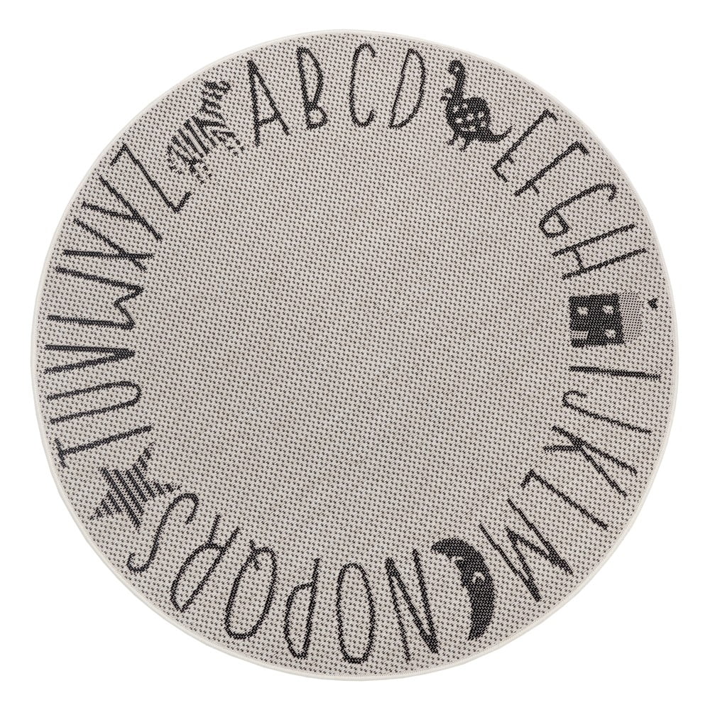 Krémový dětský koberec Ragami Letters, ø 160 cm
