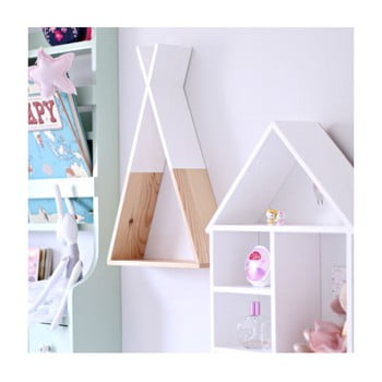 Raft de perete din lemn north carolina scandinavian home decors teepee, înălțime 45 cm, alb