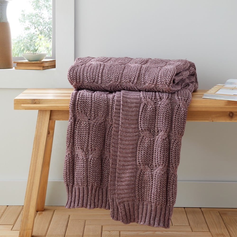 Růžovo-fialová pletená deka 130x170 cm Chunky Marl Knit – Catherine Lansfield