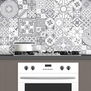 Set 60 autocolante ambiance vintage design shade of gray, 10 x 10 cm