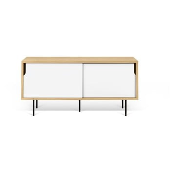 Comodă tv temahome dann, decor stejar cu uși albe, lungime 135 cm