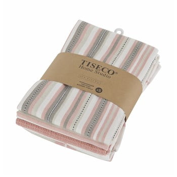 Set 5 prosoape de bumbac tiseco home studio, 50 x 70 cm, roz