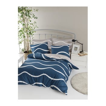 Lenjerie de pat din bumbac ranforce pentru pat de 1 persoană mijolnir novia blue, 140 x 200 cm