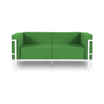 Canapea cu două locuri, adecvată pentru exterior Calme Jardin Cannes, verde - alb