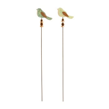 Set 2 ornamente mici din lemn Ego Dekor, lungime 110 cm, motiv păsări