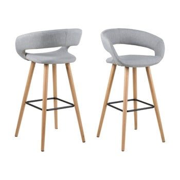 Set 2 scaune de bar actona grace, gri deschis