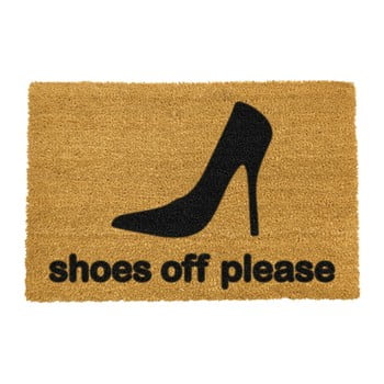 Covoraș intrare din fibre de cocos artsy doormats shoes off please, 40 x 60 cm