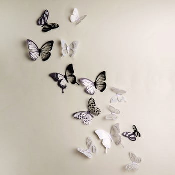 Set autocolante 3d ambiance butterflies chic black, 18 buc.
