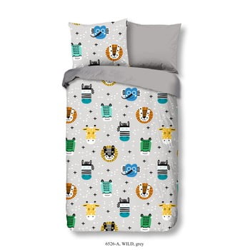 Lenjerie de pat din bumbac pentru copii good morning wild grey, 140 x 200 cm