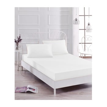 Set cearșaf elastic alb și 2 fețe de pernă basso blanco, 160 x 200 cm