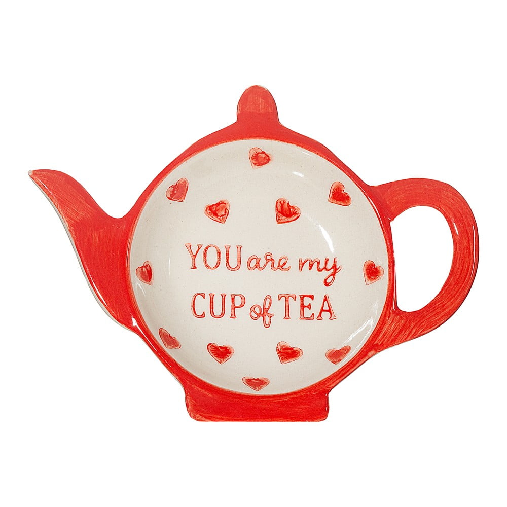 Červeno-bílá keramická odkládací miska na čajový sáček You are My Cup of Tea – Sass & Belle