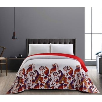 Cuvertură reversibilă din microfibră decoking boho, 260 x 280 cm, roșu