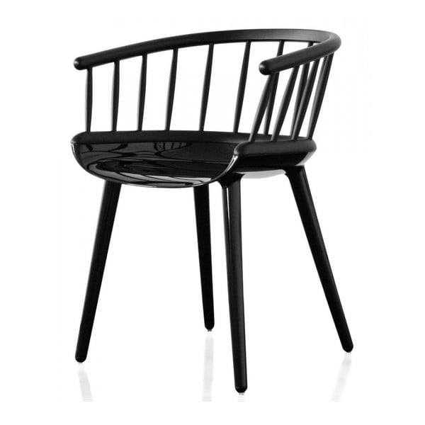 Černá jídelní židle s opěrkou z jasanového dřeva Magis Cyborg