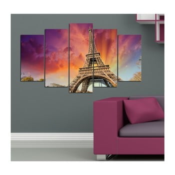 Tablou din mai multe piese 3d art fall eiffel, 102 x 60 cm