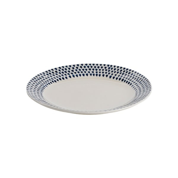 Modro-bílý kameninový talíř Nkuku Indigo Drop, ø 22,5 cm