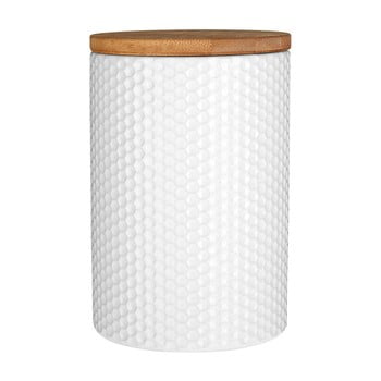Recipient din dolomită și capac din bambus premier housewares, ⌀ 10 cm, alb