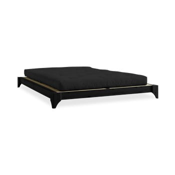 Pat dublu din lemn de pin cu saltea și tatami karup design elan comfort mat black/black, 180 x 200 cm