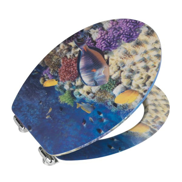 WC sedátko s 3D obrázkem a snadným zavíráním Wenko Bellevue, 44,5 x 38 cm