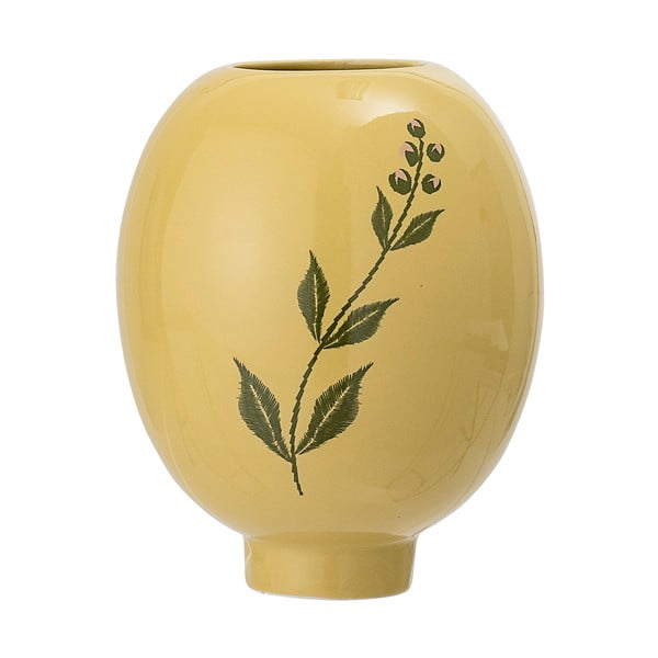 Žluto-zelená váza z kameniny Bloomingville Rose