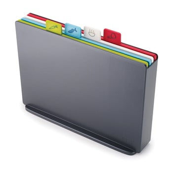 Set suport cu 4 tocătoare joseph joseph index, 34,6 x 27,3 cm, gri închis